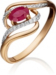 Кольцо с рубином и бриллиантами из красного золота (арт. 2442154)