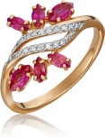 Кольцо с рубинами и бриллиантами из красного золота (арт. 2442384)