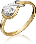 Кольцо с 1 бриллиантом из комбинированного золота (арт. 2442596)