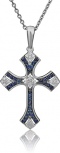 Крестик с сапфирами и бриллиантами из белого золота (арт. 2443836)