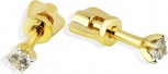 Серьги с 2 фианитами из жёлтого золота (арт. 2461090)