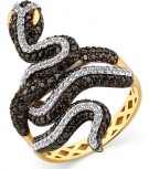 Кольцо Змейка с 232 бриллиантами из жёлтого золота (арт. 2501057)