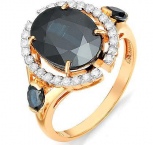 Кольцо с сапфирами и бриллиантами из красного золота