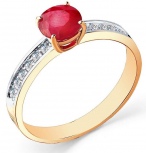 Кольцо с рубином и бриллиантами из красного золота (арт. 2502584)