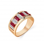 Кольцо с рубинами и бриллиантами из красного золота (арт. 2503635)