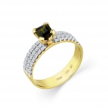 Кольцо с турмалином и бриллиантами из жёлтого золота (арт. 2503762)