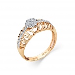 Кольцо с 25 бриллиантами из комбинированного золота