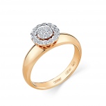 Кольцо с 21 бриллиантом из комбинированного золота