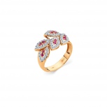Кольцо с бриллиантами и рубинами из красного золота (арт. 2504163)