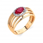 Кольцо с рубином и бриллиантами из красного золота (арт. 2504238)