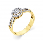 Кольцо с 43 бриллиантами из комбинированного золота