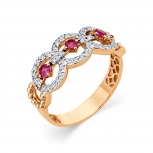 Кольцо с бриллиантами и рубинами из красного золота (арт. 2504910)