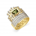 Кольцо с бриллиантами и турмалином из жёлтого золота (арт. 2505033)