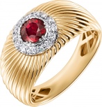 Кольцо с рубином и бриллиантами из жёлтого золота (арт. 2530021)