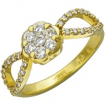 Кольцо с 41 бриллиантами из жёлтого золота 750 пробы (арт. 300508)
