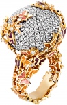 Кольцо Бабочки с бриллиантами, вставкой из эмали из комбинированного золота 750 пробы (арт. 325688)