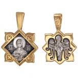 Подвеска-иконка "Святая Валерия" из чернёного серебра с позолотой (арт. 332979)