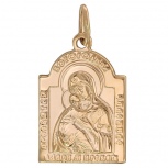 Подвеска-иконка &quot;Владимирская Богородица&quot; из красного золота (арт. 367725)
