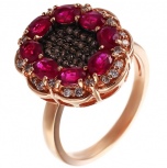 Кольцо с рубинами и бриллиантами из красного золота (арт. 704681)