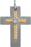 Крестик с бриллиантом из комбинированного золота (арт. 732751)