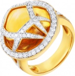 Кольцо с цитрином и бриллиантами из жёлтого золота (арт. 737997)