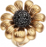 Кольцо Цветок с бриллиантами из желтого золота (арт. 738498)