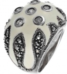 Кольцо с эмалью, марказитами и фианитами из серебра (арт. 742708)