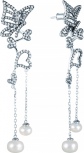 Серьги с жемчугом и фианитами из серебра (арт. 757820)