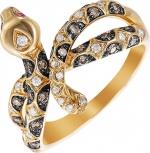 Кольцо с бриллиантами и сапфирами из жёлтого золота (арт. 760075)