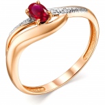 Кольцо с рубином и бриллиантами из красного золота (арт. 803999)