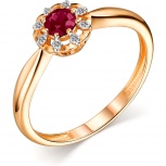 Кольцо с рубином и бриллиантами из красного золота (арт. 805170)
