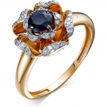 Кольцо с сапфиром и бриллиантами из красного золота (арт. 806055)