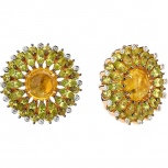 Серьги с хризолитами, турмалинами и бриллиантами из жёлтого золота (арт. 820157)