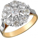 Кольцо с 9 бриллиантами из комбинированного золота 750 пробы