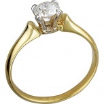 Кольцо с 1 бриллиантом из жёлтого золота 750 пробы (арт. 831757)