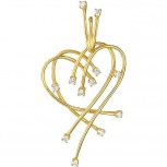Подвеска Сердце с 12 фианитами из жёлтого золота (арт. 836601)