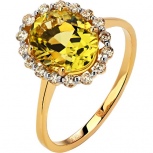 Кольцо с кварцем и бриллиантами из жёлтого золота (арт. 837337)