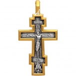 Крестик из чернёного серебра с позолотой (арт. 838634)