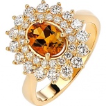 Кольцо Цветок с бриллиантами и турмалином из жёлтого золота (арт. 839737)