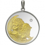 Подвеска Ангел с ювелирным стеклом и фианитом из серебра с позолотой (арт. 850504)