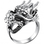 Кольцо Дракон из чернёного серебра (арт. 865957)