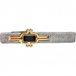 Зажим для галстука с бриллиантами и ониксом из комбинированного золота 750 пробы (арт. 871011)