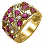 Кольцо с рубинами и бриллиантами из красного золота (арт. 875049)