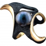 Кольцо с 1 жемчугом из серебра с позолотой (арт. 879815)