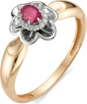 Кольцо Цветок с рубином, бриллиантами из красного золота (арт. 815801)