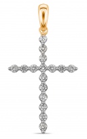 Крестик с 16 бриллиантами из красного золота (арт. 2004842)