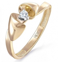 Кольцо с 1 бриллиантом из жёлтого золота (арт. 2044558)