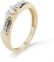 Кольцо с 1 бриллиантом из жёлтого золота (арт. 2044579)