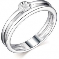 Кольцо с 1 бриллиантом из серебра (арт. 2053032)