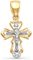 Крестик с 4 бриллиантами из красного золота (арт. 2160530)